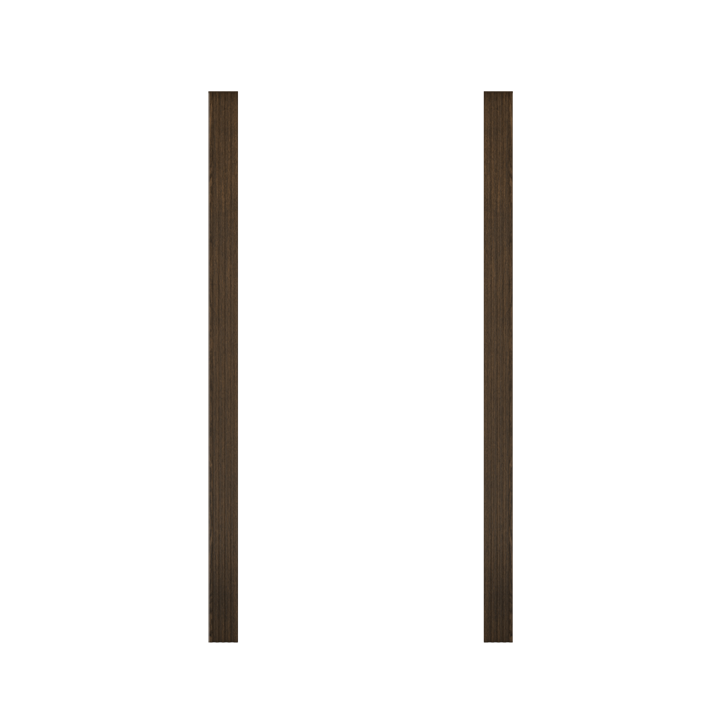 Two vertical dark brown wooden slats from Murphy Door® for hidden door installation.