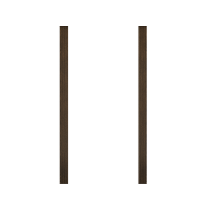 Two vertical dark brown wooden slats from Murphy Door® for hidden door installation.
