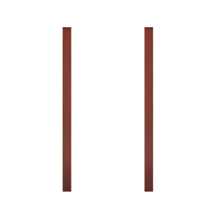 Two vertical wooden trim pieces in rich mahogany finish from Murphy Door® for custom door installation.