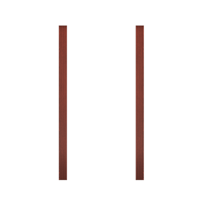 Two vertical wooden trim pieces in rich mahogany finish from Murphy Door® for custom door installation.
