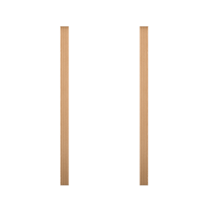 Two wooden fluted columns from Murphy Door®, crafted from light oak material for hidden door installations.