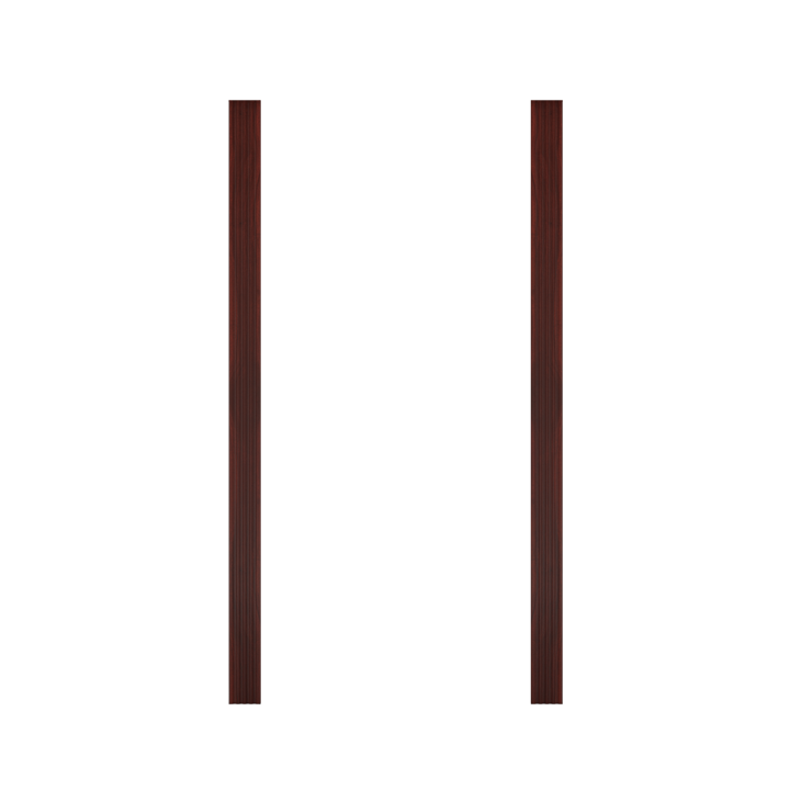 Two vertical wooden dark brown posts from Murphy Door® for hidden door installation.