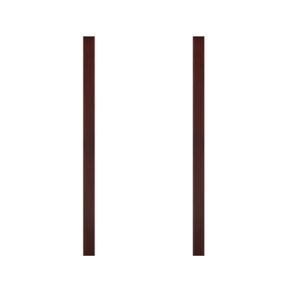 Two vertical wooden dark brown posts from Murphy Door® for hidden door installation.