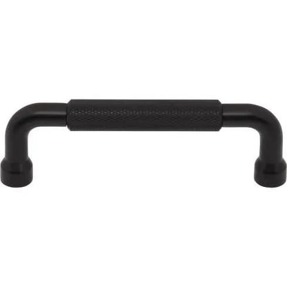 Murphy Door® black metal U-shaped cabinet handle with a knurled grip.