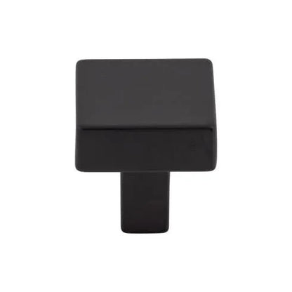 Murphy Door® black metal square cabinet knob with a sleek, modern design.