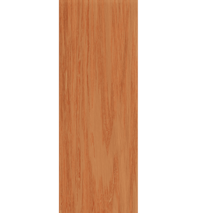 Murphy Door® light brown wood grain panel, flanked by solid black and terracotta sections.