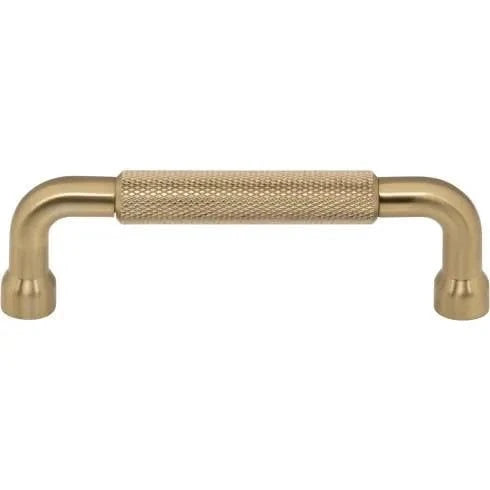 Murphy Door® brass U-shaped cabinet pull with a knurled grip, ideal for hidden doors.