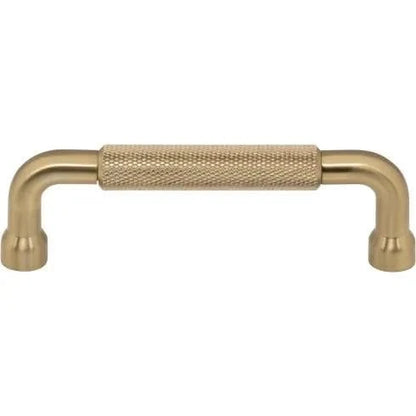 Murphy Door® brass U-shaped cabinet pull with a knurled grip, ideal for hidden doors.