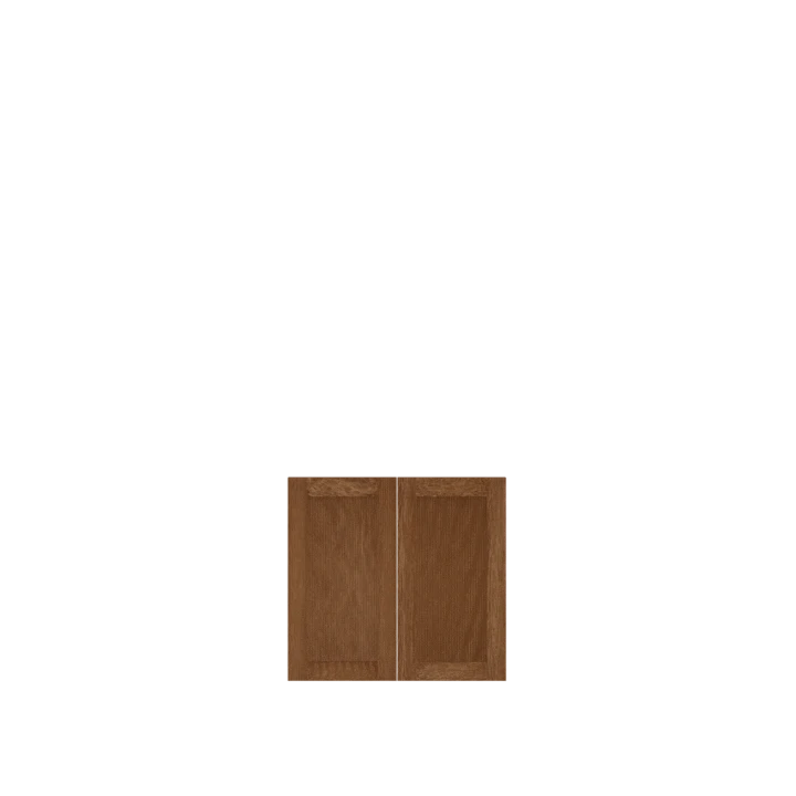 Brown wooden cabinet doors from Murphy Door®, featuring rectangular paneled design in a rich walnut finish.