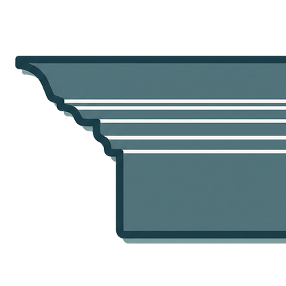 Murphy Door® Crown Front Entablature (White Oak) (Single Door) with teal finish, white accent lines, Flush Mount 2.0.