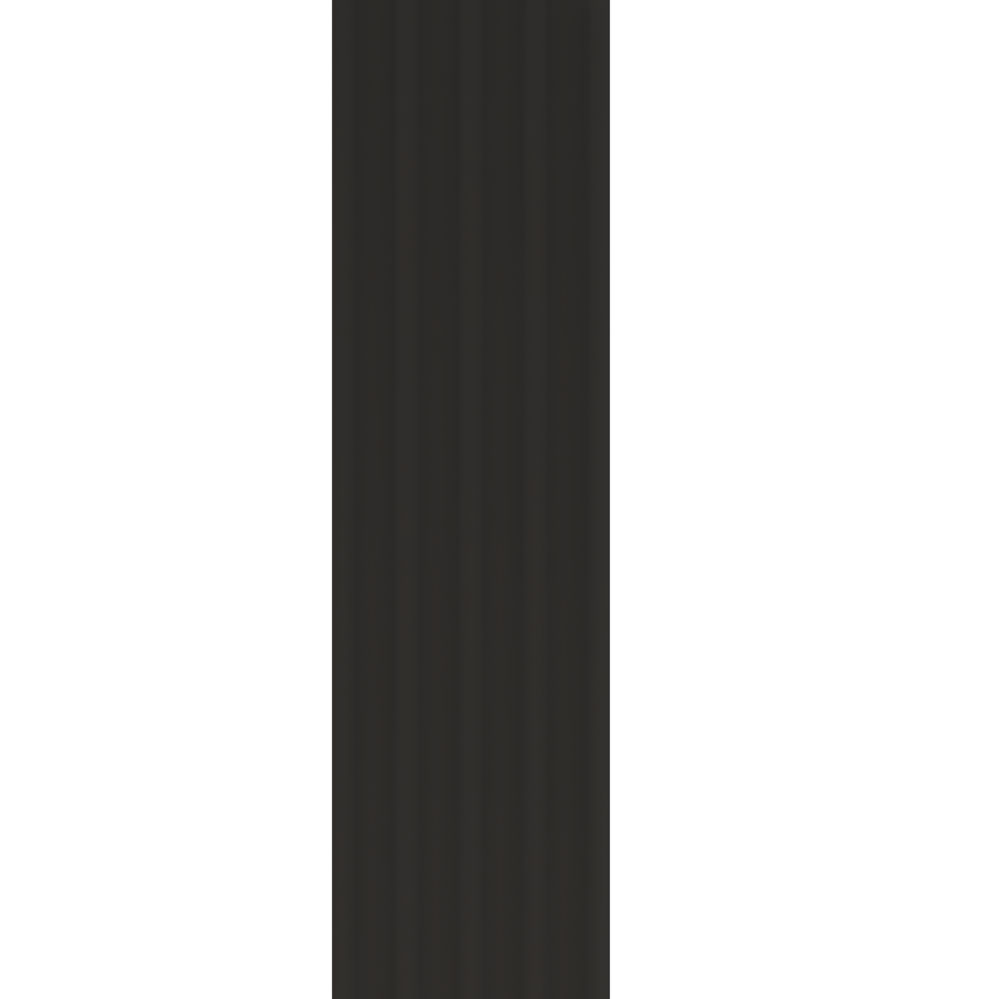 Sleek dark gray Murphy Door® hidden door with vertical paneling, blending into a dark interior.