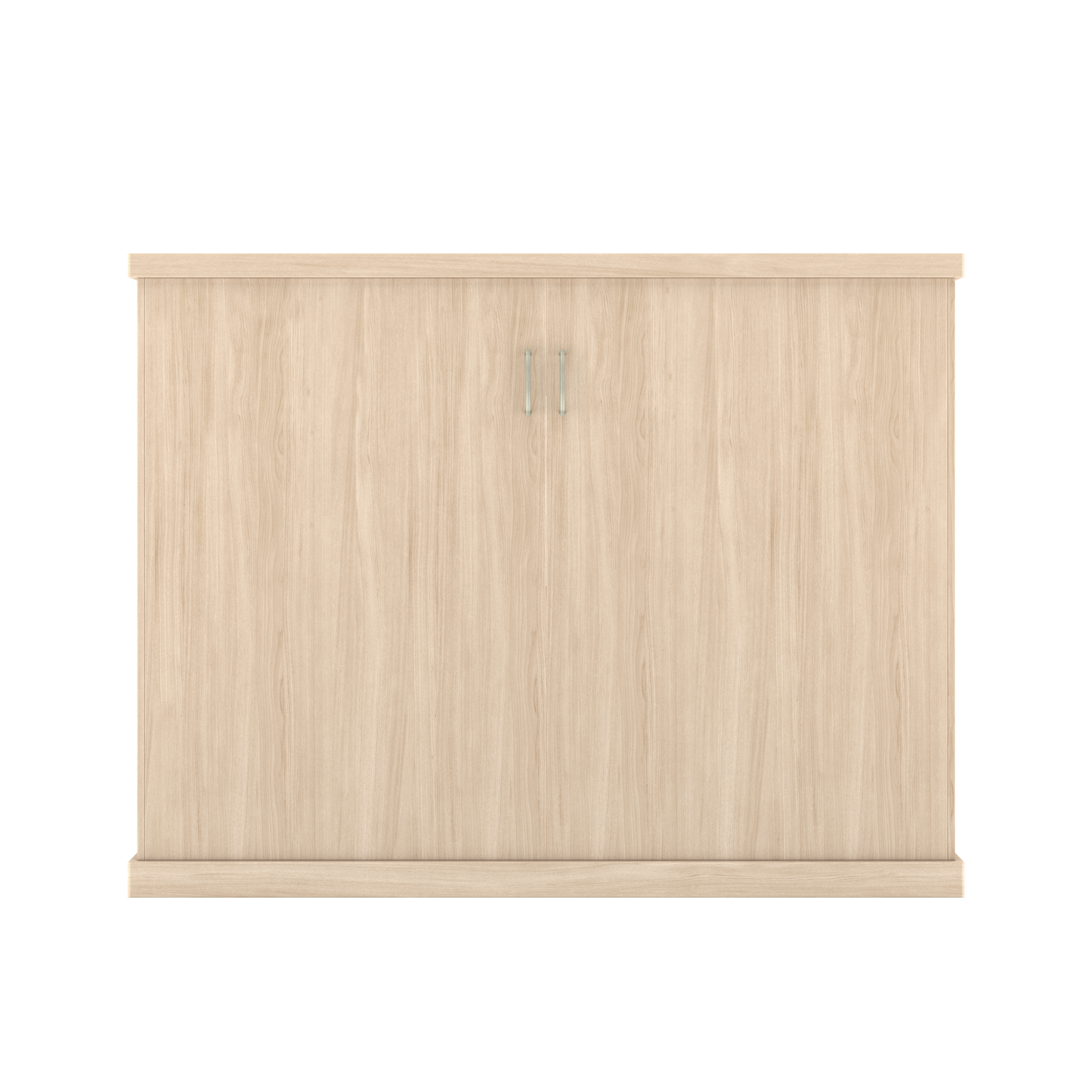 Murphy Door® light wood double hidden door with two silver handles.