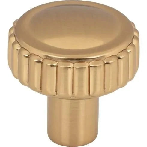 Murphy Door® gold cabinet knob with a fluted edge and smooth domed top.