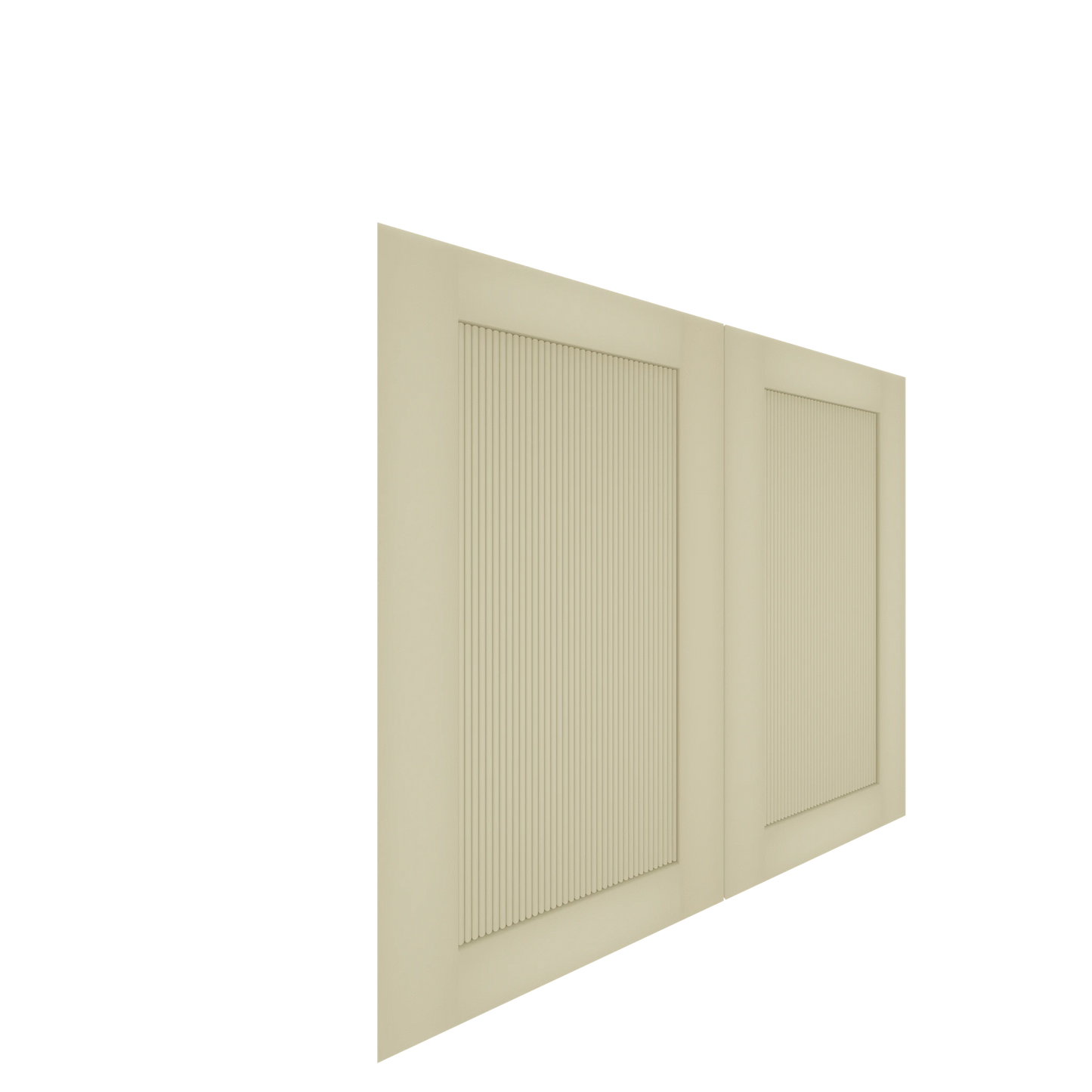Murphy Door® hidden door: light beige fluted wall paneling design in a modern room corner.