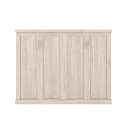 Murphy Door® light wood shaker-style four-door cabinet with bar handles, for hidden wall bed or storage.