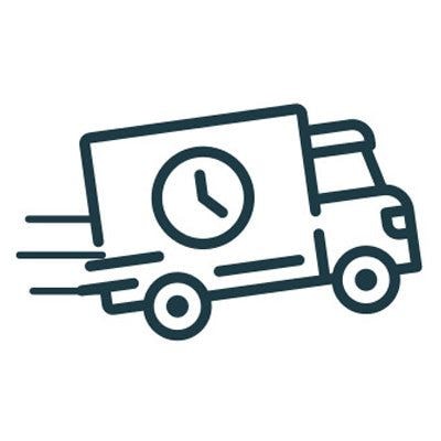 Murphy Door® Rush Fee Upgrade: Fast delivery truck icon with a clock. For Flush Mount 2.0, Single Door, MD Configurator.