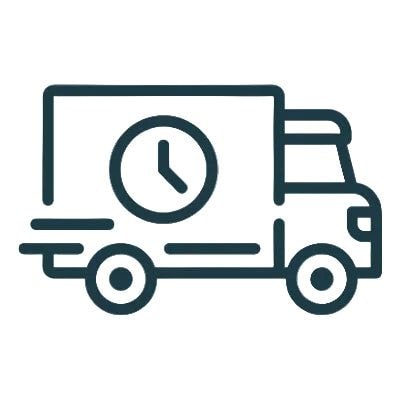 Murphy Door® No Rush Fee Upgrade icon for Flush Mount 2.0 & Single Door: fast delivery truck with clock.
