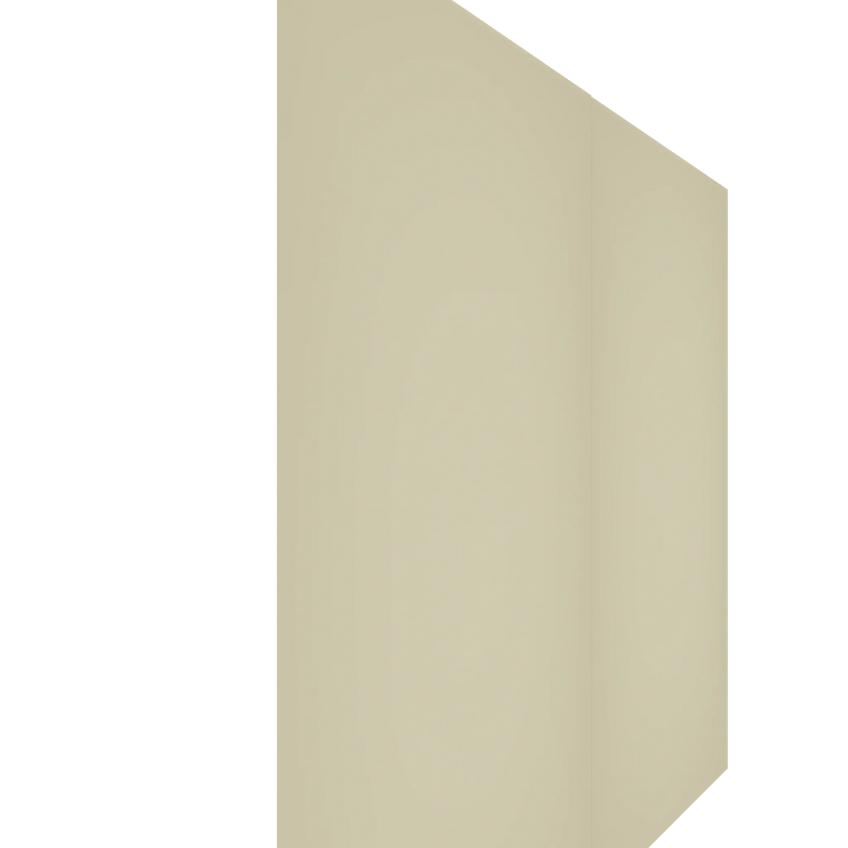 Angled view of a light beige TFL upper slab cabinet door
