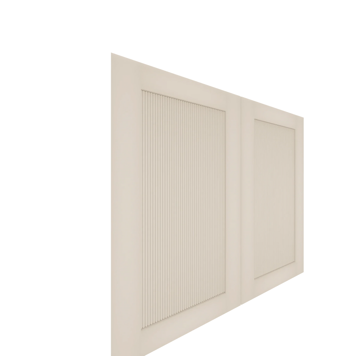 Lower Reeded Shaker Cabinet Door (French Door) (Paint Grade) - Right