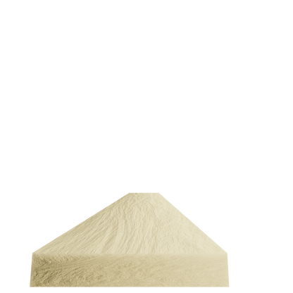 Light beige, short-fibered wedge display for Murphy Door® products on black background.
