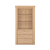 Murphy Door® light wood hidden door bookcase with two shelves & three drawers, modern style.