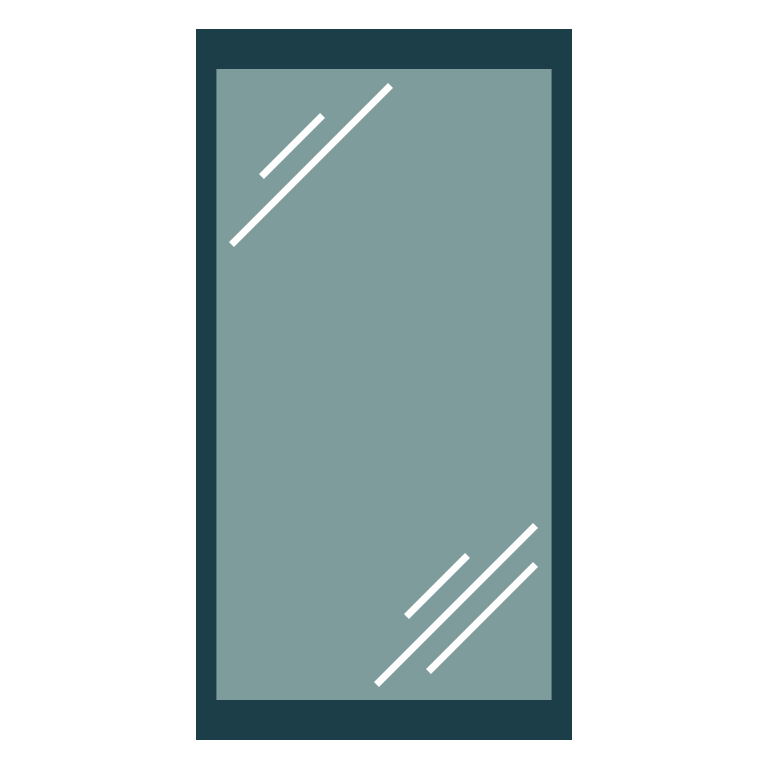 Murphy Door® Mirror Backing (Paint Grade) (Single Door) with a dark frame and reflective surface, perfect for Flush Mount 2.0.