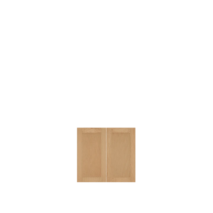 Murphy Door® unfinished light wood cabinet doors featuring two vertical panels with recessed centers, ideal for custom hidden door projects.