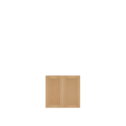 Murphy Door® unfinished light wood cabinet doors featuring two vertical panels with recessed centers, ideal for custom hidden door projects.
