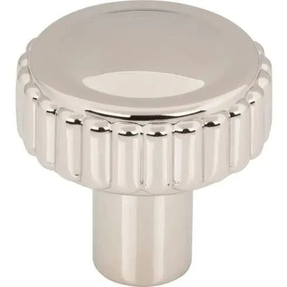 Murphy Door® polished nickel cabinet knob with a round top and ribbed edge.
