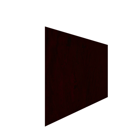 Dark stained lower inset slab cabinet door in wood veneer, angled on white