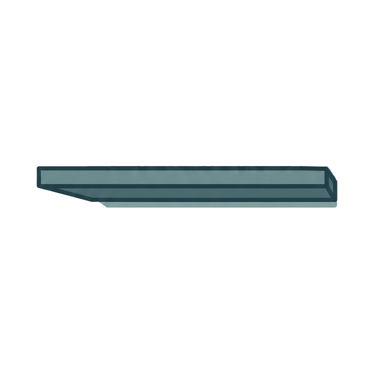 Murphy Door® blue-gray floating shelf with an angled left end.