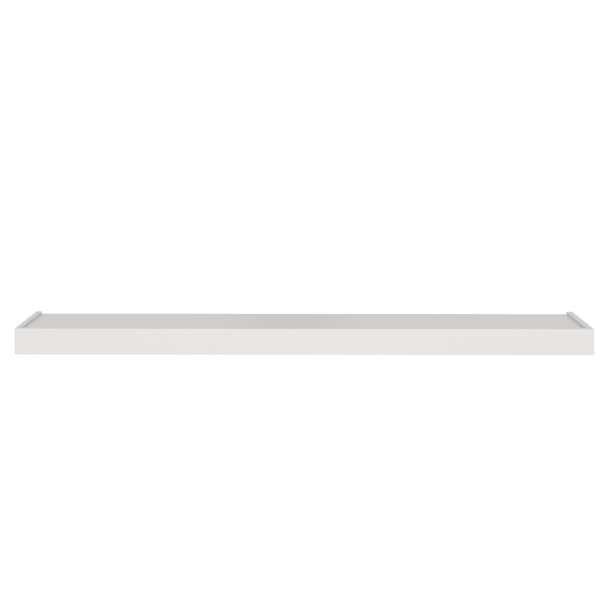 Murphy Door® minimalist white floating wall shelf with a subtle raised lip.