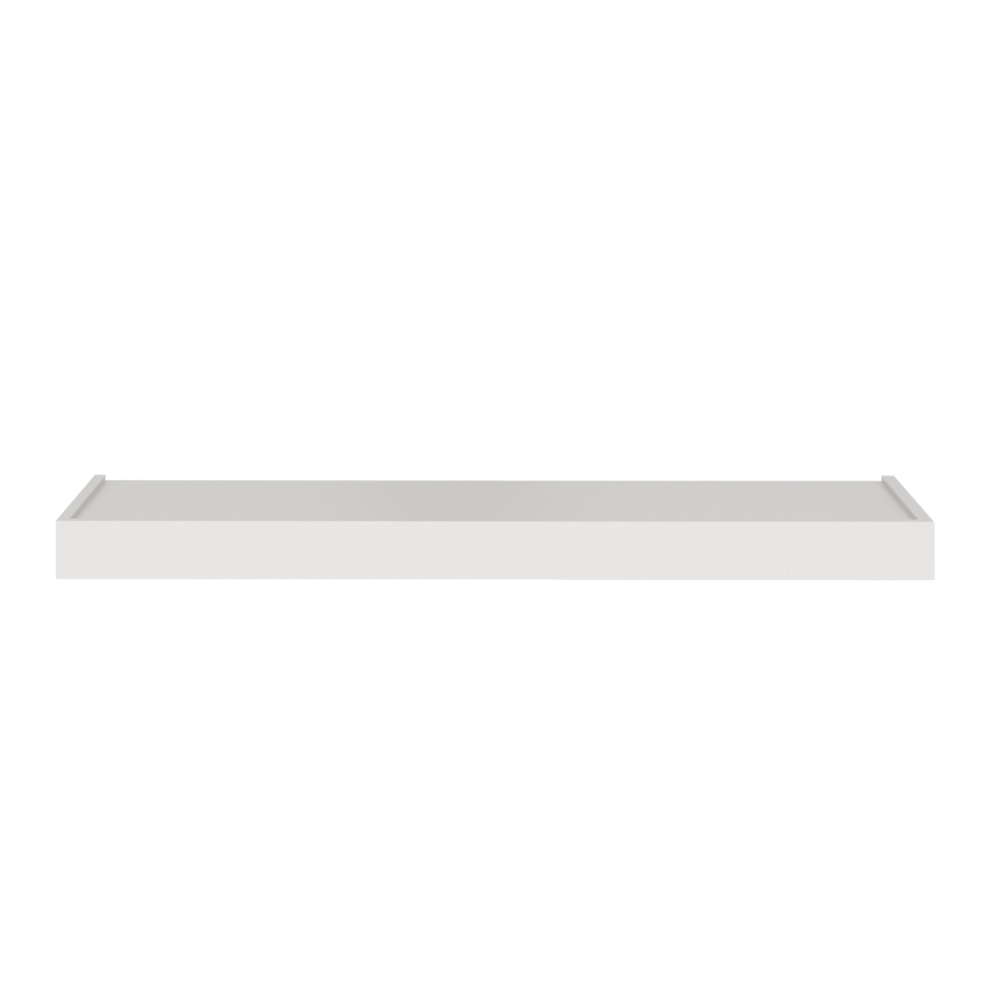 Murphy Door® white minimalist floating wall shelf with a subtle raised edge.
