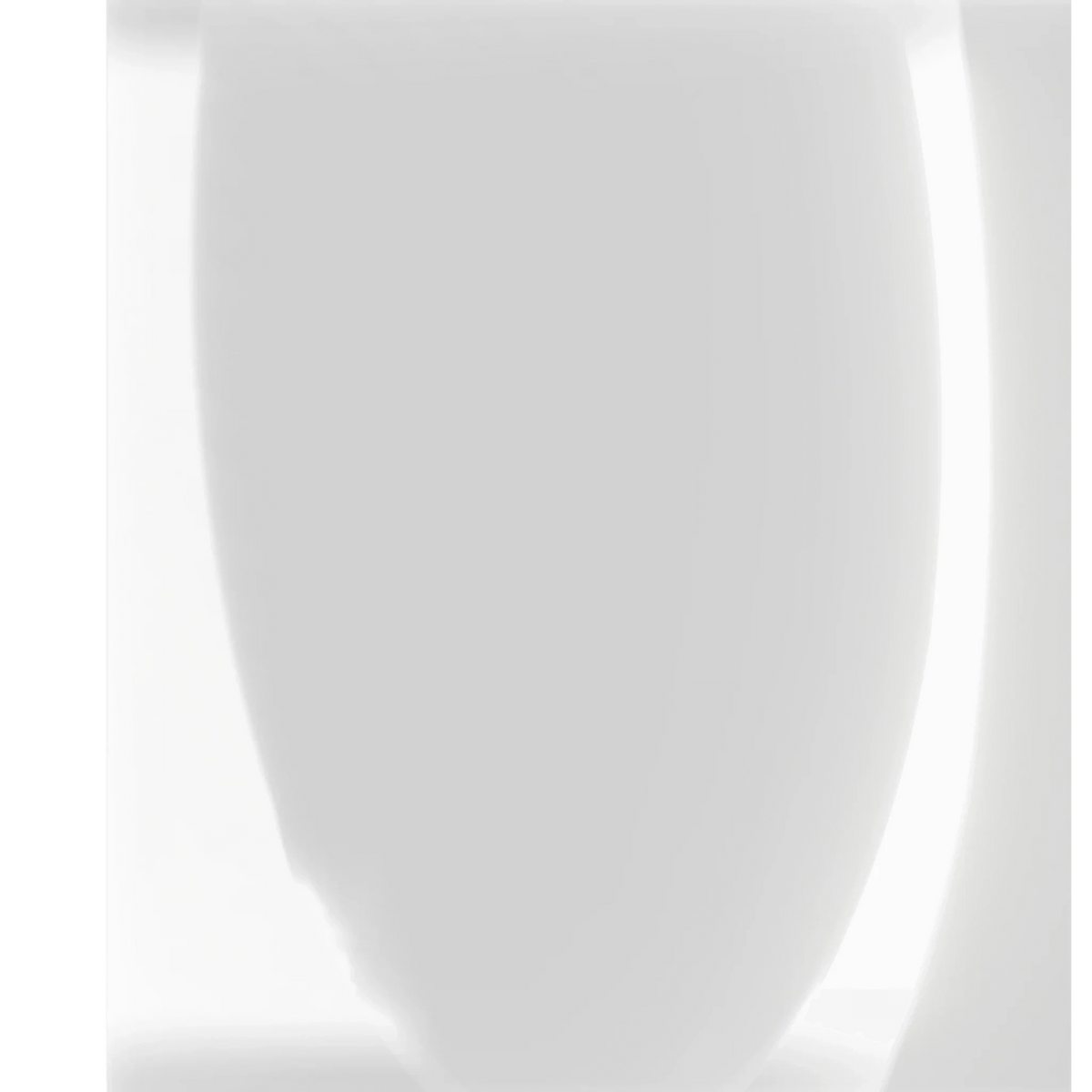 Smooth, light gray mirror backing panel, paint-grade finish with bright reflections and soft curves