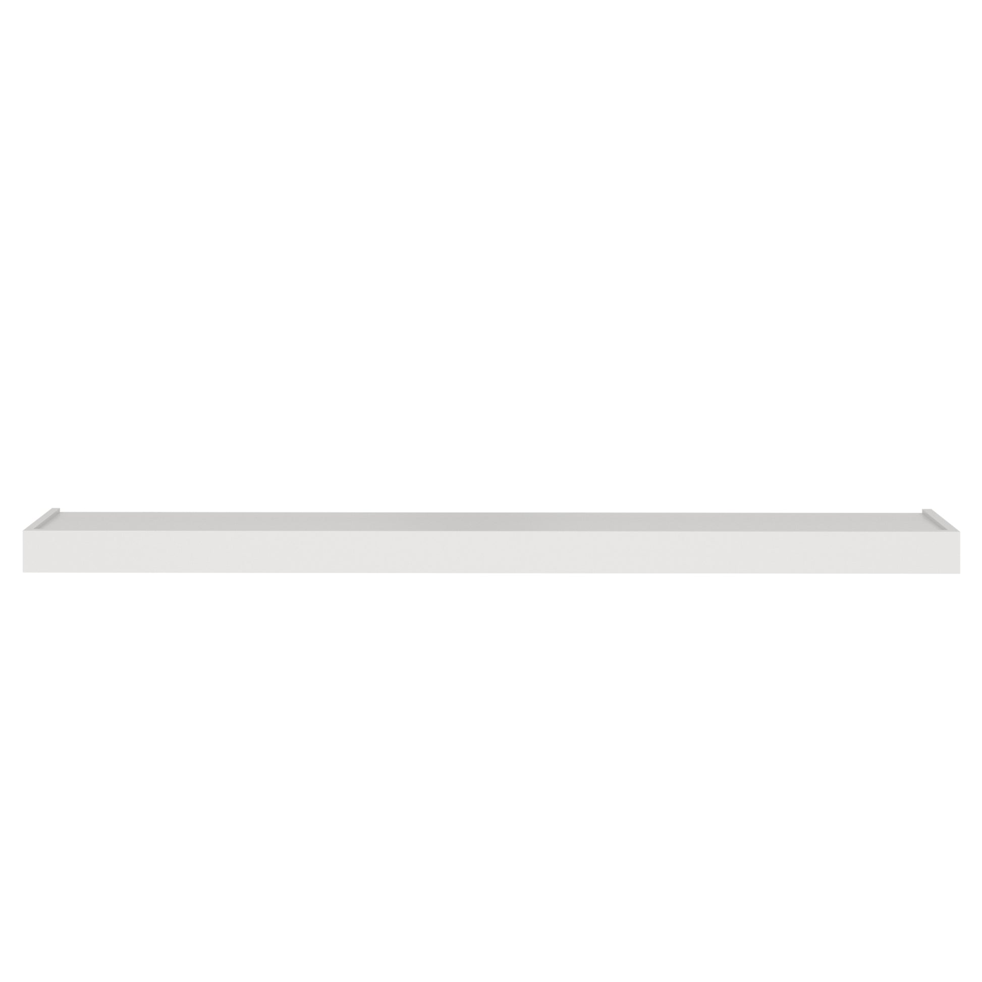 Murphy Door® white minimalist floating wall ledge with subtle raised end edges.