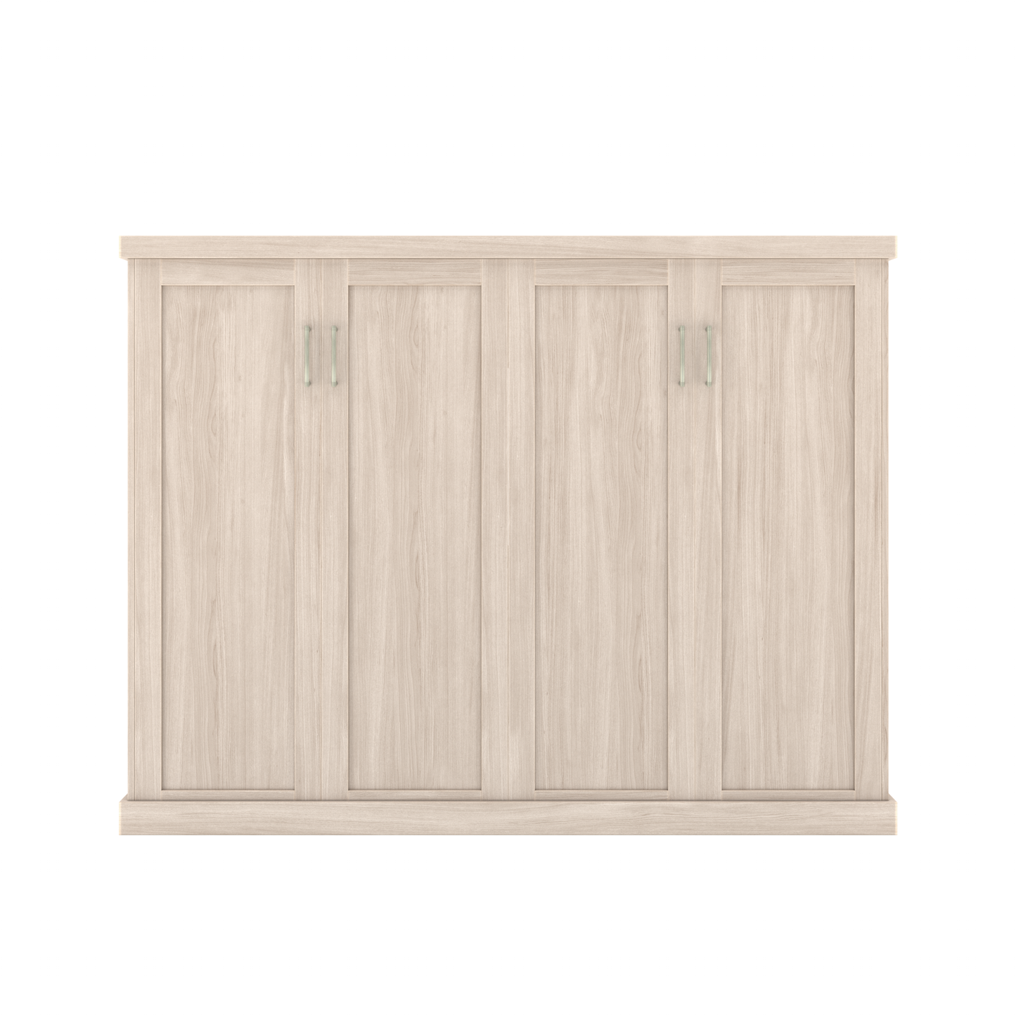 Murphy Door® light wood shaker-style four-door cabinet with bar handles, for hidden wall bed or storage.