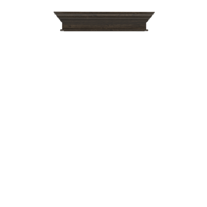 Murphy Door® dark wood crown molding shelf, featuring elegant traditional style with tiered design in rich brown finish.