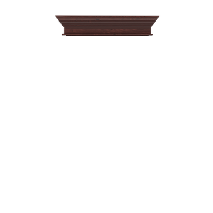 Murphy Door® dark wooden wall shelf with crown molding detail, featuring rich walnut finish and classic design.