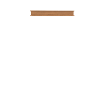 Murphy Door® wooden shelf beam in light oak finish, featuring clean lines and classic construction for hidden door solutions.