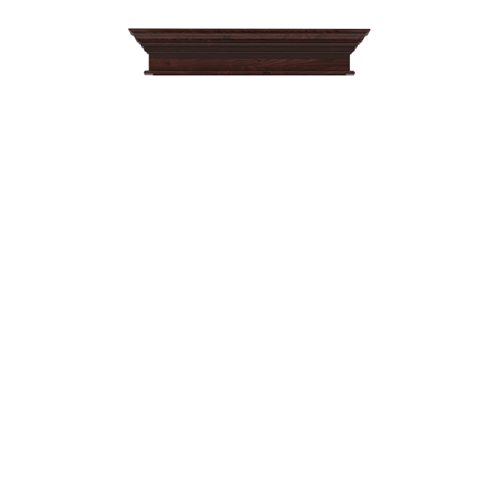 Murphy Door® dark wood floating shelf with crown molding detail, featuring rich mahogany finish in traditional style.
