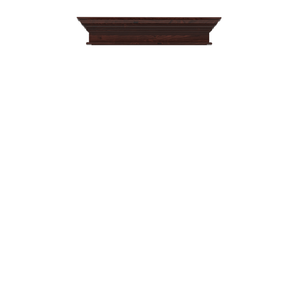 Murphy Door® dark wood floating shelf with crown molding detail, featuring rich mahogany finish in traditional style.