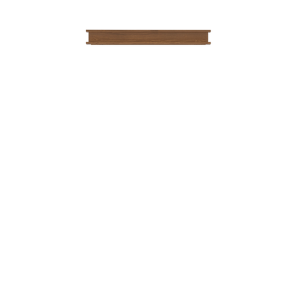 Murphy Door® wooden floating shelf in warm brown finish, featuring clean lines and seamless design for hidden storage solutions.