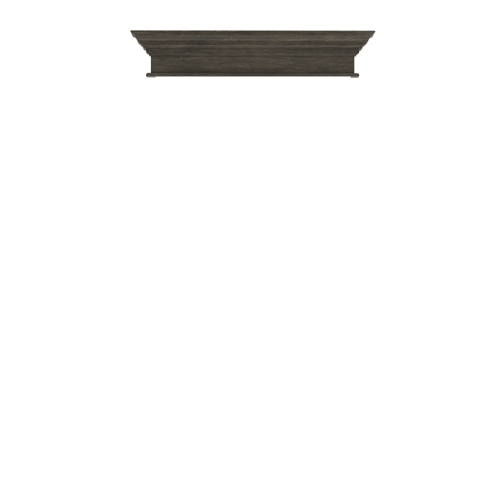 Murphy Door® wooden shelving mantel in dark brown finish with crown molding detail, designed for hidden door applications.