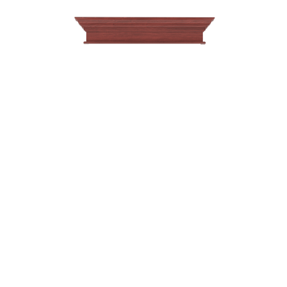 Murphy Door® wooden crown molding in rich mahogany finish, designed for hidden door installation.