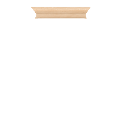 Murphy Door® light wood crown molding shelf, featuring natural maple finish with horizontal grooves and elegant design.