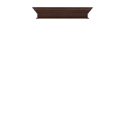 Murphy Door® dark wood crown molding shelf in traditional style with rich mahogany finish.