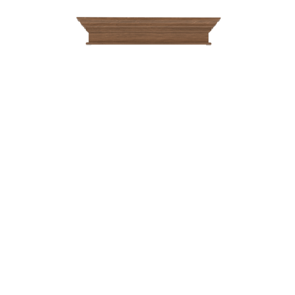 Murphy Door® wooden crown molding in walnut finish with classic cornice design for hidden door installations.