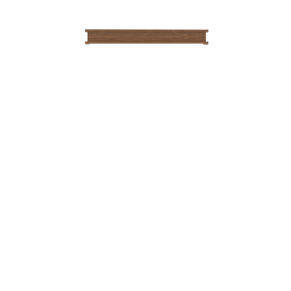 Murphy Door® wooden shelf rail in walnut finish - stylish horizontal beam component for custom hidden door systems.