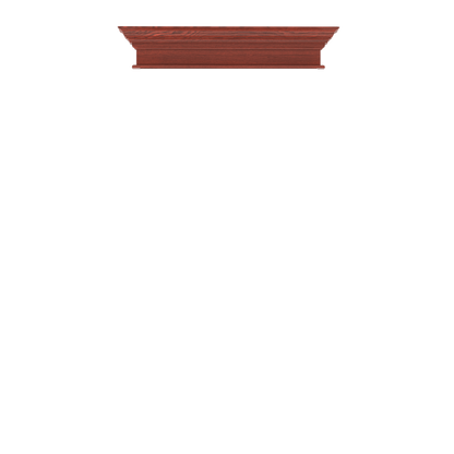 Murphy Door® wooden crown molding in rich mahogany finish, designed for their custom hidden door solutions.