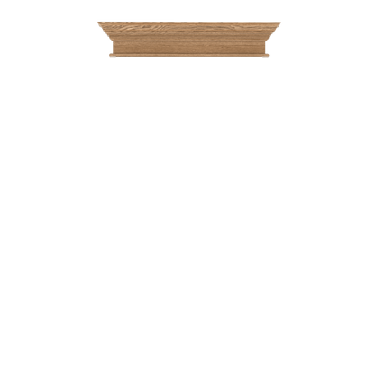 Murphy Door® wooden crown molding shelf in light oak finish, featuring elegant profile and natural grain detail.